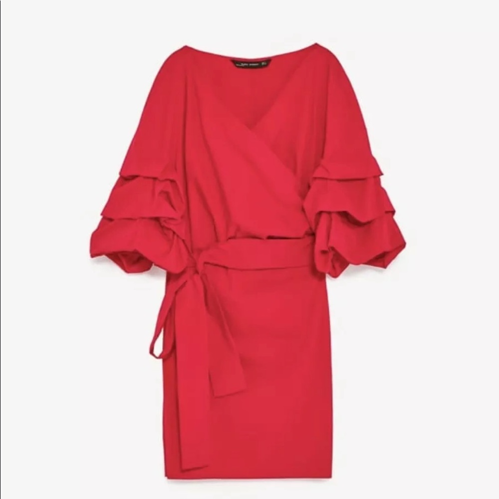 Zara mini dress with ruffled sleeves - Picture 2 of 7